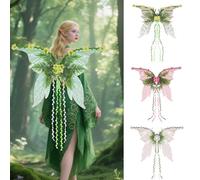 Ailes De FéE Adulte Elfe DéCorer, Papillon ailes d'elfe Avec Fleurs Et Vignes Artificielles, fairy wings Halloween-Themed Pour Jeu De RôLe,NoëL Et FêTes à ThèMe Ailes De FéE Scintillantes (A4)