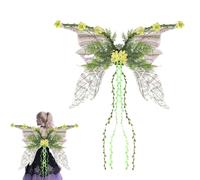 Ailes De FéE Adulte Elfe DéCorer, Papillon ailes d'elfe Avec Fleurs Et Vignes Artificielles, fairy wings Halloween-Themed Pour Jeu De RôLe,NoëL Et FêTes à ThèMe Ailes De FéE Scintillantes (A2)