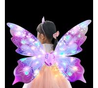 Ailes de fée électriques - 75 x 53 x 8 cm ABS | Ailes de papillon lumineuses | ange papillon lumineux en mouvement - pour de 4 ans et plus - Costume de fête de Noël Princesse Cosplay Robe