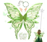 Ailes de Fée Enfant,Ailes de Fée Clochette Avec Oreilles d'Elfe- Une Couronne de Fleurs- Une Baguette Magique,Ailes de Papillon,Fairy Wings Adult pour Jeux de Rôle,Carnaval,Anniversaire,Festival
