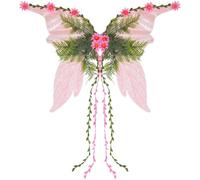 Ailes De Fée Fleuries avec Pompon, Jolies Ailes De Fée Papillon, Accessoires De Costume De Cosplay pour Fête De Noël d'halloween