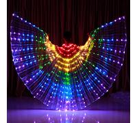 Ailes de Fée Lumineuse, Ailes de Papillon pour Enfants, LED Ailes d'Isis Aile de Danse du Ventre avec Bâton Télescopique, Ailes d'ange Vêtements de Performance pour Halloween et Fête de Noël (Coloré)