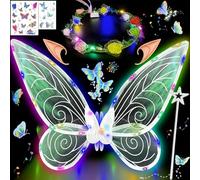 Ailes de Fée Lumineuses à Led, Ailes de Papillon Avec Oreilles d'Elfe, Bandeau de Fée à Led Et Baguettes de Fée Étoile, Ailes de Papillon, Ailes de Princesse, Costume d'Aile pour Carnaval ou Soirées