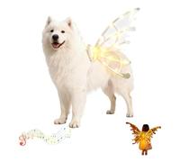 Ailes de fée lumineuses pour chiens, costume d'ange lumineux pour animal domestique avec lumières LED, ailes lumineuses pour chien, accessoires photo de défilé, habillez votre chien comme un papillon