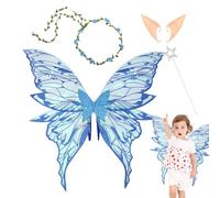 Ailes de Fée pour Adultes | Costume Ailes d'ange avec Diadème, et Oreilles,Faveurs De Fête Tenue Costume pour Cosplay Princesse Jeu De Rôle Anniversaire Fêtes Et Mariage