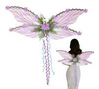 Ailes de fée pour - Ailes de Papillon pour avec Fleurs et Feuilles 3D, Accessoires de Cosplay, Accessoire de Costume pour Performance sur scène, Halloween, Noël