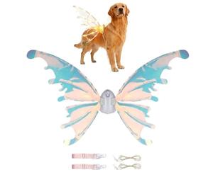 Ailes de fée pour chien avec lumières - Aile de fée de Noël | Costume à LED pour grand chien - Pour Noël, anniversaire, Pâques, défilé, carnaval, événements