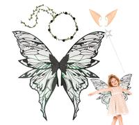 Ailes De Fée Pour Filles - Tenue De Fée Avec Guirlande De Fleurs, Et Boucles D'oreilles | Accessoires De Costumes Pour Jeux De Rôles, Fêtes D'anniversaire, Confort Toute La Journée, Kit De Je