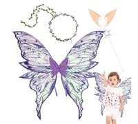 Ailes De Fée Pour Filles - Tenue De Fée Avec Guirlande De Fleurs, Et Boucles D'oreilles | Accessoires De Costumes Pour Jeux De Rôles, Fêtes D'anniversaire, Confort Toute La Journée, Kit De Je