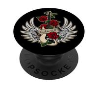 Ailes de Guitare Basse Roses Rock and Roll Vintage Music PopSockets PopGrip Adhésif