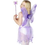 Ailes de papillon avec baguette magique Set d'accessoires pour enfants violet