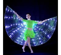 Ailes de papillon LED - Ailes de fée - 360 ° - Avec bâtonnets télescopiques - Pour spectacle de scène, Halloween, fête de Noël (Luce Bianca per Bambini)