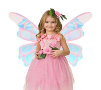 Ailes de papillon mobiles électriques - 75 x 53 x 8 cm - Ailes de papillon électriques - Costume de fée mobile - Accessoire de robe animée à DEL pour filles fête Halloween anniversaire cosplay