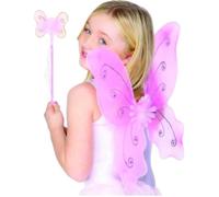 Smiffy's Ailes de papillon et baguette – Rose – Halloween Carnaval