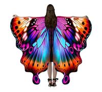 Ailes de papillon pour adulte - Cape de costume colorée, emballage de fée léger - Écharpe douce - Accessoire d'Halloween fluide - Tenue de festival - Wings for Ladies Women Cosplay Dress Night Ev
