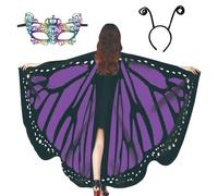 Ailes de papillon pour femme - Cape de reine - Accessoire colorant fluide - Accessoire élégant et fantastique pour mascarade, Halloween, fête, festival, cosplay, carnaval