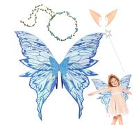 Ailes de papillon pour femme - Costume en tissu avec bonnet floral, ailes de jeu de rôle, costume de princesse cosplay avec, accessoires de performance sur scène | Fête d'anniversaire