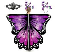 Ailes de papillon pour filles, costume papillon pour Halloween, ailes de fées, ensemble de 3 capes de papillon (ciel étoilé violet)