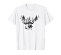 Ailes de Silhouette de forêt d'aigle - Design Nature Mystique T-Shirt