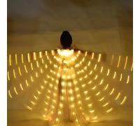 Ailes d'Isis à LED, Ailes de Danse du Ventre, Ailes de Papillon à LED Colorées avec Bâtons Télescopiques, Lumineux Costume de Performance Vêtements pour Carnaval, Scène,Noël (Lumière Jaune (Enfant))