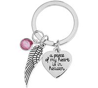 Ailes en acier inoxydable en forme de coeur porte-clés lettre Un morceau de mon coeur est au paradis porte-clés, style 2Traitement très attractif