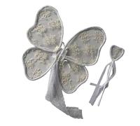 Ailes en dentelle brodées pour enfants pour accessoires de photographie, sangle réglable, ailes de papillon avec baguette magique, dentelle douce, confortable, douce et confortable