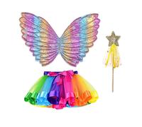 Ailes Féeriques Pour Filles, Ensemble De Costume De Princesse, Avec Ailes, Baguette Tutu Pour Enfants, Anniversaire, Thème De Fée D'Halloween, 3 Pièces