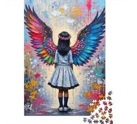 Ailes Fille Ange Set Puzzle 1000 Pièces pour Passionnés, Carton Recy coration Intérieure, Art Mural, Cadeau Noël Festif, Défi Cérébral 52x38cm/1000pcs
