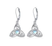 Ailes lotus nœud celtique de la trinité nœud celtique pierre de lune gouttes boucles d'oreilles en argent 925 pierre de lune dormeuses dormeuses, bijoux cadeaux pour femmes, Argent