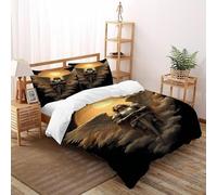 Ailes Soleil Housse De Couette 3 Pièces Gothic Themes Imprimé De Couvre-Lit Microfibre pour Chambre À Coucher Doux Et Confortable avec 2 Taie d'oreiller Super King（260x220cm）
