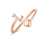 Ailetop Bagues avec initiales pour femmes et filles - Cadeau de Saint-Valentin pour elle, bagues réglables pour femme qui ne ternit pas - Lettre A-Z - Bague en forme de cœur délicat pour adolescentes
