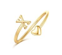 Ailetop Cadeau de fête des mères - Bagues réglables en forme de cœur pour femmes et adolescentes - Ne ternit pas - Cadeau d'anniversaire de fête des mères pour maman, fille, sœur, épouse, amie