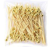 AILEXI Bâtons de cocktail 100 coups de bâtonnets de bois fournitures de fête garniture de doigt nourriture fruits sandwich grignotage - Perles Or