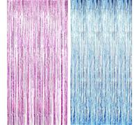 AILEXI Bleu-Clair Rose Bande Fond 2pcs 92CM*245CM Rideau Frangé de Feuille pour La Décoration de Fête de Photo
