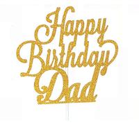 AILEXI Fait A La Main 1 Toiles Bon Anniversaire Fête De Décoration De Gâteau De Paillettes - Happy Birthday Dad Or