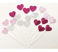 AILEXI Faite à la main 20 perles 3 couleurs pastel à paillettes qui ornent les premiers gâteaux et glaces - Cœurs roses