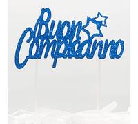 AILEXI Happy Birthday 1 Count Glitter gâteau Decorating Toppers in Italian - BUON Compleanno Dark Blue II