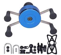 Ailgely Accessoires Universels de Modification de Guidon de Support de Téléphone, Conception en X à Ressort avec Capuchons en Caoutchouc Offrant Une Puissance de Maintien Excellente et (Un (Bleu))