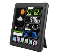 Ailgely Horloge Météo sans Fil à écran Tactile Complet, Excellente qualité et durabilité, Prendre en Charge Sept Affichages de Langue, Conception de Socket Interface USB, Port (Noir)