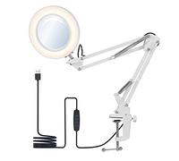 Ailgely Lampe loupe 8X, Lampes de Bureau LED loupe avec Pince réglable, Bras Rotatif, Alimentation USB, lumières à intensité Variable en Mode 3 Couleurs, pour la Lecture, l'artisanat et la Soudure