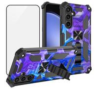 Ailiber Coque pour Samsung Galaxy A26 avec béquille, coque A17 5G avec protecteur d'écran, pour support magnétique de voiture, coque de protection intégrale robuste et résistante aux chocs - Violet
