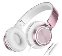 AILIHEN C8 Casque avec Microphone et contrôle du Volume Pliable léger pour téléphones Portables (Rose)