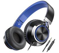 AILIHEN C8 Casque filaire avec microphone Casque supra-auriculaire pliable et ajustable Contrôle du volume Son stéréo HD Prise 3.5mm pour Chromebook, Ordinateur portable, Smartphone, Étude(Bleu Foncé)