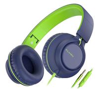 AILIHEN C8 Casque Filaire avec Microphone Casque Supra-auriculaire Pliable et Ajustable Contrôle du Volume Son stéréo HD Prise 3.5mm pour Chromebook, Ordinateur Portable, Smartphone, Étude(Bleu Vert)