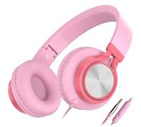 AILIHEN C8 Casque Filaire avec Microphone Casque Supra-auriculaire Pliable et Ajustable Contrôle du Volume Son stéréo HD Prise 3.5mm pour Chromebook, Ordinateur Portable, Smartphone, Étude(Rose)