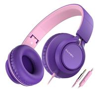 AILIHEN C8 Casque filaire avec microphone Casque supra-auriculaire pliable et ajustable Contrôle du volume Son stéréo HD Prise 3.5mm pour Chromebook, Ordinateur portable, Smartphone, Étude(Mauve Rose)