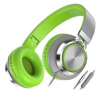 AILIHEN Casque Audio, C8 Casque Audio Écouteurs Stéréo Supra-aural Pliable Microphone et Contrôle du Volume pr Smartphone PC (Gris/Vert)