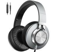 Ailihen Casque Filaire avec Microphone et contrôle du Volume, Casque stéréo Filaire Pliable pour Adolescents et Adultes 3,5 mm pour Ordinateurs, Chromebooks, tablettes (Gris)