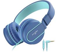 AILIHEN I35 Casque pour Enfant avec Microphone Volume limité 93 DB Filles Garçons Adolescent Casque Filaire Pliable léger pour l'école Cours en Ligne Chromebook Téléphones Portables(Bleu)