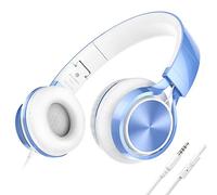 AILIHEN MS300 Casque Filaire avec Microphone pour Chromebook Ordinateur Portable Smartphone, 3.5mm Casque léger Pliable pour l'école Adolescents Filles Garçons Adolescents Cours en Ligne(Bleu)
